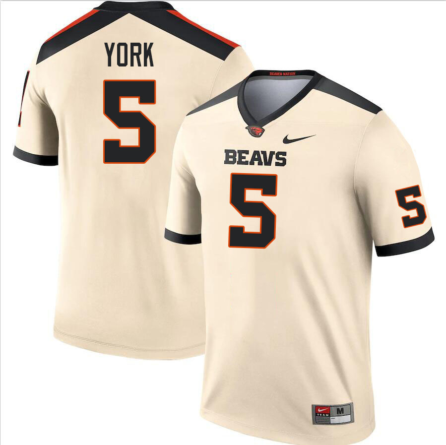 Men #5 Amarion York Oregon State Beavers College Football Jerseys Stitched-Cream